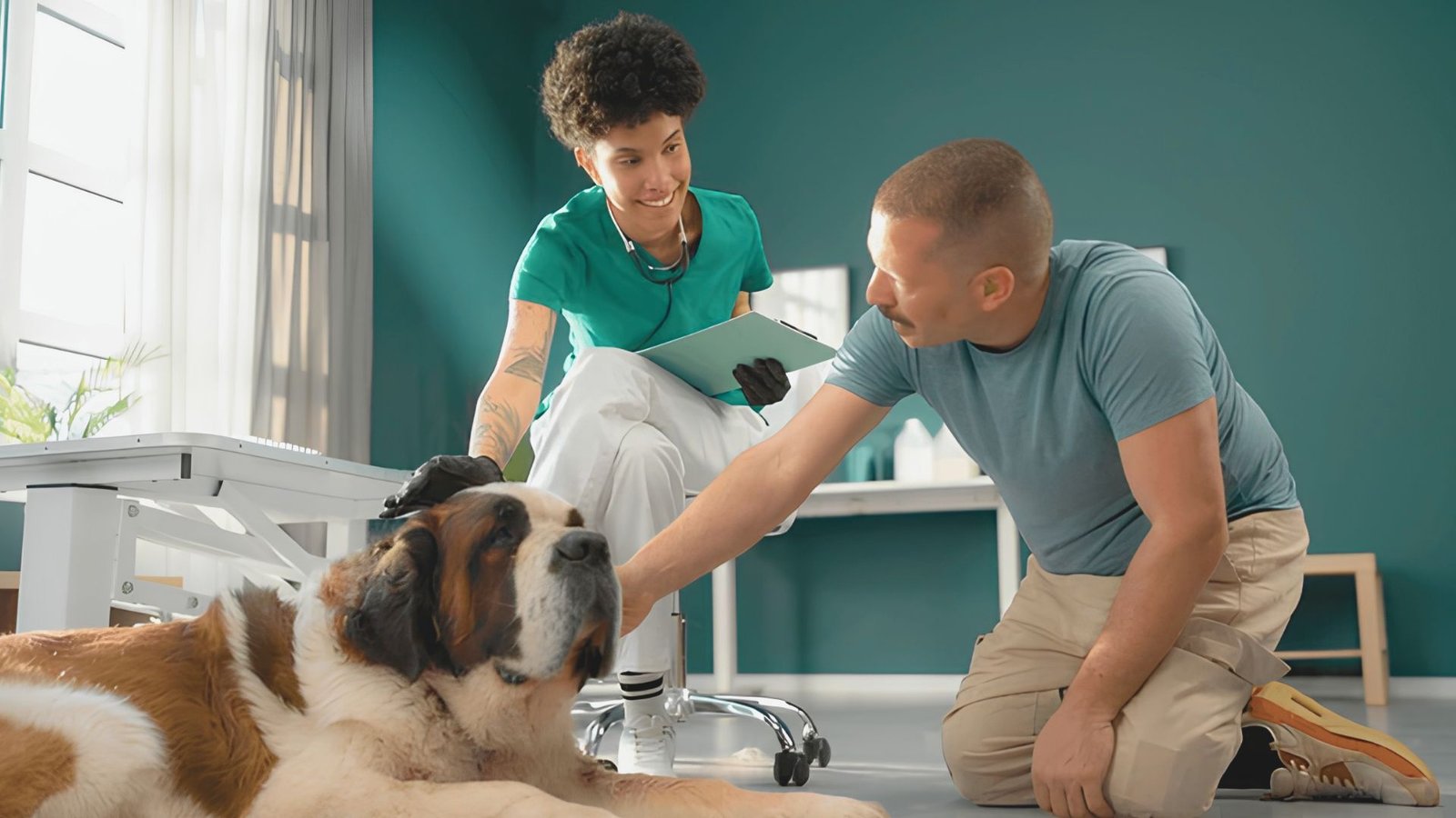Veterinarian evaluating a dog experiencing sudden shaking.