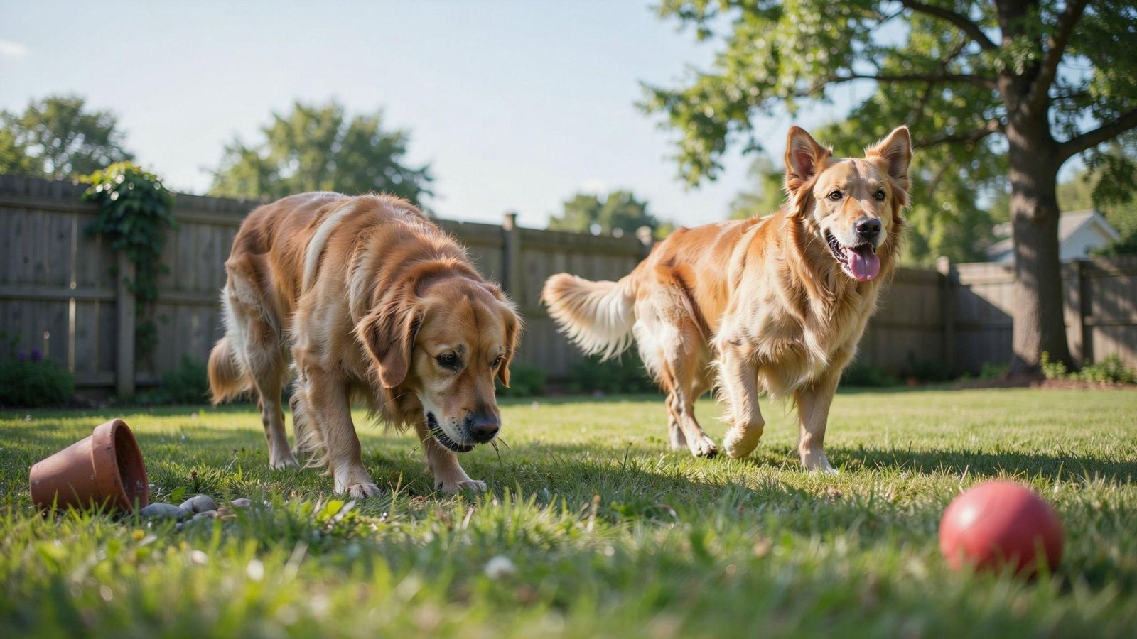 Dog eating grass outdoors, illustrating that grass consumption is not always linked to illness.